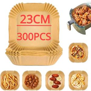 50-300Pcs 바베큐 플레이트 용 에어 프라이어 베이킹 종이 스퀘어 오븐 팬 패드 23/20/16cm 에어 프라이어 오일 방지 일회용 종이 라이너