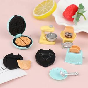 1/12 인형 집 DIY 곰 비스킷 소형 가구 토스터 오븐 믹서 전자 저울 모델 세트 소녀 선물을위한 주방 장난감