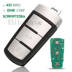 Jingyuqin 3 버튼 스마트 원격 자동차 키 434Mhz ID48 칩 Fob For VW Passat B6 3C B7 Magotan CC 교체 FCCID: 3C 0959752 BA