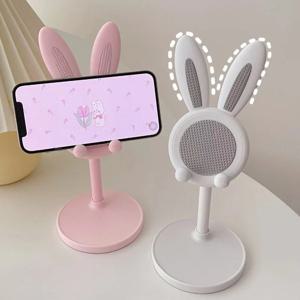 귀여운 토끼 휴대폰 스탠드 데스크탑은 데스크탑 전화 액세서리 휴대폰 스탠드 휴대폰 그립을 들어 올리고 조정할 수 있습니다.