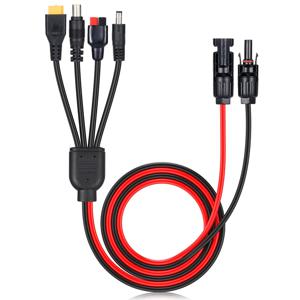 4-in-1 태양 전지 패널 커넥터 연장선 XT60 암 Conn-DC5521 7909 케이블 분배기 커넥터 DC 어댑터 전원 플러그 12AWG