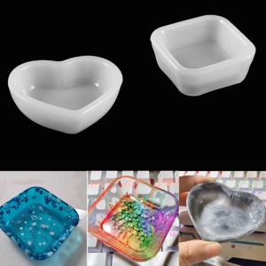 DIY 실리콘 코스터 몰드 사각형 하트 에폭시 주조 금형, 공예 점토 송진 금형, 쥬얼리 제작 액세서리, 1 개