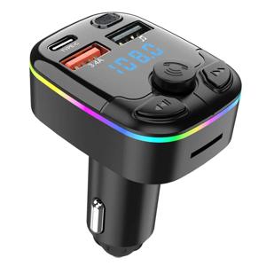 차량용 블루투스 5.0 FM 송신기, PD C타입 듀얼 USB 앰비언트 플레이어, MP3 충전기, C타입 무선 라이트 핸즈프리
