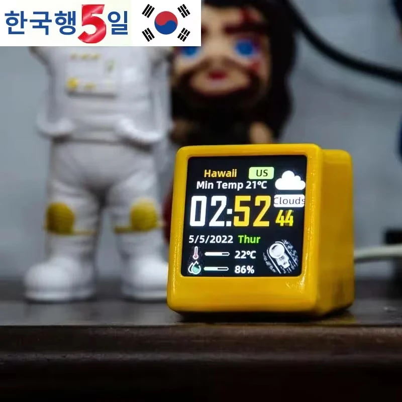 게임룸 장식을 위한 미니 사이즈 스마트 WIFI 기상 관측소 시계. DIY 귀여운 GIF 애니메이션 및 전자 앨범 기능