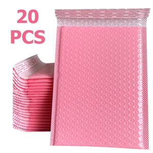 20Pcs 핑크 폴리 버블 메일러 패딩 봉투 셀프 인감 패딩 봉투 선물 가방 책에 대 한 블랙 포장 봉투 가방
