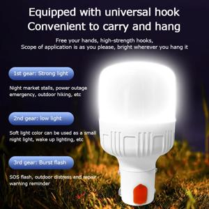 야외 USB 충전식 LED 램프 전구, 고휘도 비상 조명, 후크 업 캠핑 낚시 휴대용 랜턴 야간 조명