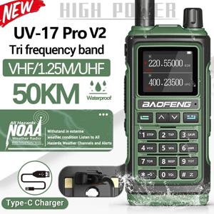 Baofeng UV-17 Pro V2 트라이 밴드 워키 토키 무선 복사 주파수 장거리 Type-C UV-5R UV-21 Pro Ham 양방향 라디오