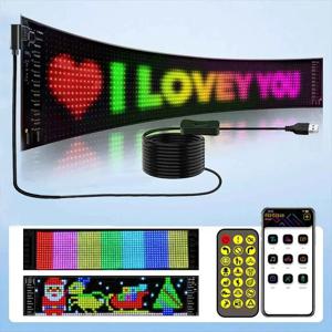 LED 매트릭스 픽셀 패널, 스크롤 밝은 광고 LED 표지판, 유연한 USB 5V LED 자동차 표지판 Bluetooth 앱 제어