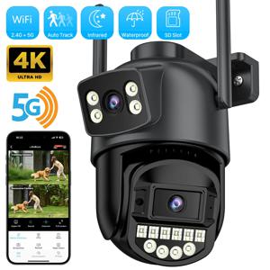 듀얼 렌즈 듀얼 스크린 AI 자동 추적 IP 카메라, 5K 10MP HD 와이파이 PTZ 카메라, 8MP 야외 CCTV 오디오 비디오 감시 P2P O-KAM