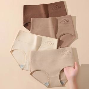 4PCS 높은 허리 여성 팬티 바디 셰이퍼 속옷 통기성 코튼 팬티 플러스 크기 M-5XL 팬티 슬리밍 여성 팬티