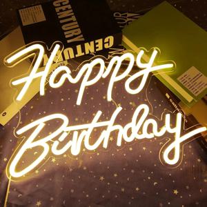 생일 축하 네온 사인 벽 장식, 밝기 조절 스위치, LED 네온 조명 사인, 생일 파티 장식, 홈 룸 장식