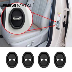 SEAMETAL 4pcs 실리콘 자동차 도어 잠금 버클 보호 커버 탄성 충돌 방지 충격 흡수 패드 음소거 버퍼링 쿠션