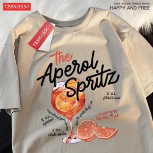 아이스 레몬 와인 음료 인쇄 T 셔츠 남성 여성 귀여운 Crewneck 옷 느슨한 여름 T-셔츠 패션 코튼 반팔