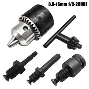 3.0-16mm 드릴 척, 1/2-20UNF 마운트 임팩트 드라이버 비트 척 변환 육각 섕크/SDS-Plus 소켓 사각 어댑터(척 키 포함)