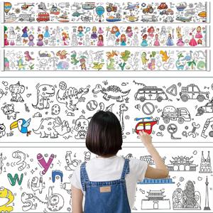 0.9/3M 우주 음식 동물 캔버스 어린이 그림 롤 DIY 색칠 종이 롤 색상 작성 낙서 종이 컷 그림 학교