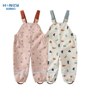 HONEYKING 어린이 방수 비 바지 아기 점프 슈트 소년 소녀 작업복 바지 패션 키즈 작업복