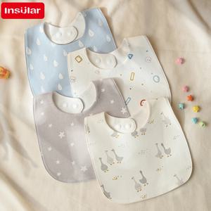 INSULAR Baby Bibs 신생아 면화 부드러운 타액 수건 유아 먹이 천 모슬린 물건 인쇄 Pinny 방수 U 자형 3 레이어