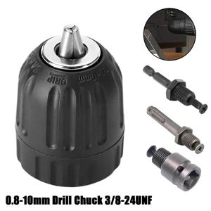 키리스 드릴 척 0.8-10mm 3/8-24UNF, 육각 섕크/SDS-Plus/사각 퀵 그립 어댑터, 드릴 비트 스크루드라이버 탭 및 소켓용 척