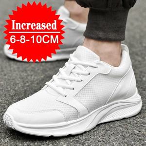 남성 엘리베이터 신발 높이 증가 운동화 남성용 신발 10cm 스포츠 캐주얼 신발 보이지 않는 내부 높이 증가 8cm 흰색 신발