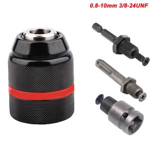 0.8-10mm 나사산 열쇠가 없는 금속 드릴 척, 육각 섕크/SDS/사각형 퀵 그립 어댑터, 드릴 비트 스크루드라이버 탭 및 소켓용 척