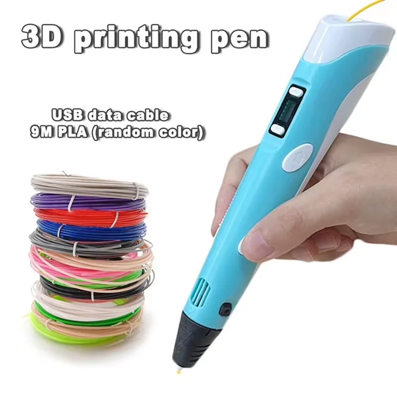 9M PLA 소모품이 포함된 전자 3D 인쇄 펜 고온 3D 낙서 도구 지능형 장난감 크리스마스 생일 선물