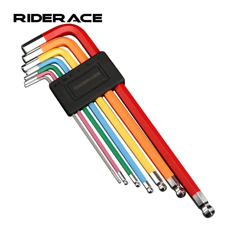 7Pcs 자전거 육각 도구 MTB 도로 자전거 수리 도구 키트 자전거 다채로운 육각형 스패너 플랫 볼 오프닝 렌치 1.5/2/2.5/3/4/5/6mm