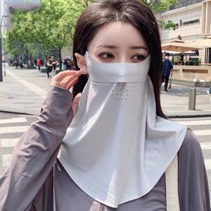 야외 선 스크린 골프 태양 증거 얼음 실크 턱받이 남성 여성 칼라 낚시 솔리드 컬러 승마 UV 보호 넥 라인 마스크 여름