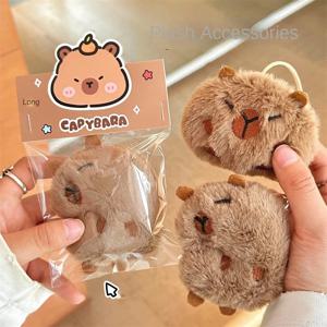 귀여운 봉제 카피바라 키체인 만화 가방 펜던트, 카피바라 인형 브로치, 푹신한 동물 인형 키링 펜던트, 남성 여성