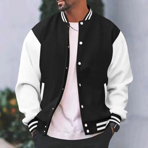 블랙 화이트 그레이 충돌 컬러 자켓 느슨한 대형 S-5XL 의류 남성 야구 의류 스트리트 코트 따뜻한 양털 소프트 자켓