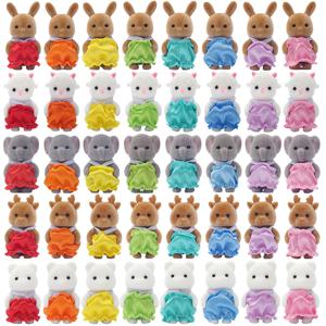 1/12 숲 동물 Reideer 작은 아기 다채로운 의류 파란색 고양이 토끼 8Pcs 소형 인형 집 모델 척 놀이 주방 장난감