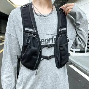 남성용 반사 디자인 가슴 장비 가방 힙합 streetwear 전술 조끼 배낭 남여 멀티 포켓 보관 가슴 가방