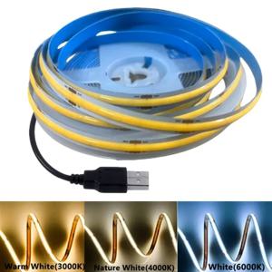 USB 전원 공급 장치 조명이 있는 DC5V COB LED 조명 스트립 320LED/m 고밀도 유연한 LED 램프 3000K/4500K/6500K COB 조명 스트립