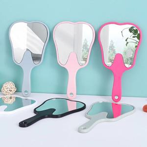 손잡이가 달린 치아 모양의 핸드헬드 거울, 귀여운 메이크업 거울, 치과 거울, 고화질 메이크업 거울, 핸드 미러