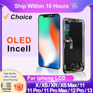 아이폰 X XR XS 맥스용 AAA + OLED LCD 터치 스크린 디지타이저, 아이폰 11 12 프로 맥스 13 LCD 디스플레이, 데드 픽셀 어셈블리 없음
