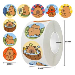 500 Pcs/롤 만화 Capybara 동물 스티커 귀여운 보상 스티커 노트북 가방 노트북 스티커 데칼