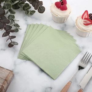 20Pcs 세이지 그린 종이 칵테일 냅킨 일회용 웨딩 소프트 생일 저녁 파티 신부 샤워 홈 주방 휴대용