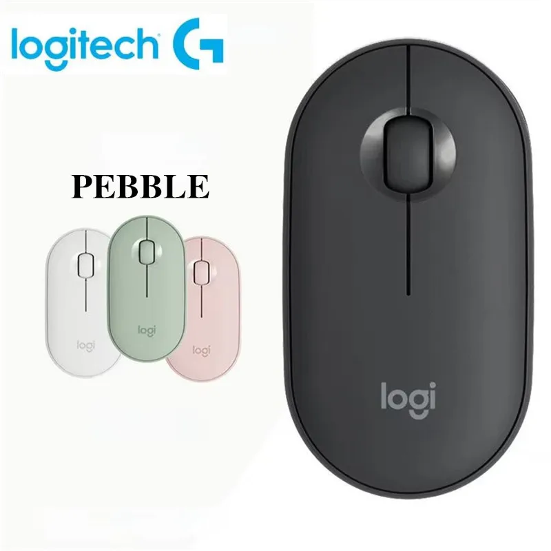 Logitech PEBBLE M350 노트북 태블릿 마우스 무선 Bluetooth 마우스 가볍고 얇은 음소거 Office 2 in 1 배터리/USB 재고 미니 마우스