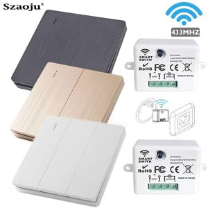 433Mhz RF 무선 스마트 스위치 빛 86 벽 패널 스위치 원격 제어 미니 릴레이 수신기 홈 Led 조명 램프 팬