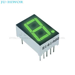 10pcs 0.56 인치 10 핀 5161AGG 5161BGG 1 비트 자리 7 세그먼트 옥 녹색 LED 디지털 디스플레이 Digitron 일반적인 양극 음극