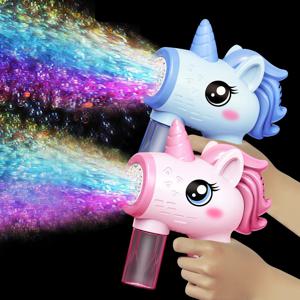 2025 어린이 버블 건 장난감 UnicornFully 자동 버블 머신 버블 건 야외 게임 판타지 장난감 소년 소녀 선물