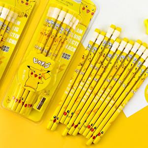 12pcs 애니메이션 포켓몬 피카추 연필 그림 만화 연필 카와이 학생 문구 어린이 생일 크리스마스 선물