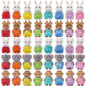 1/12 숲 동물 아기 다채로운 작은 파란색 고양이 갈색 토끼 Reideer 8Pcs 소형 인형 집 모델 척 놀이 소녀 선물 장난감