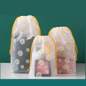 10Pcs 투명 방수 여행 화장품 가방 수건 양말 플라스틱 Drawstring 보관 가방 욕실 투명 비치 가방