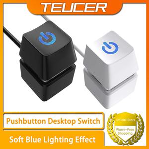 컴퓨터 데스크탑 스위치 1.8m 파란색 LED PC 마더보드 홈 오피스용 외부 시작 전원 켜기 끄기 버튼 연장 케이블
