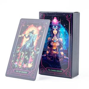 영감을 받은 네온 타로 카드 10.3*6Cm  English Visions Divination Edition 데크 보드 게임 78카드