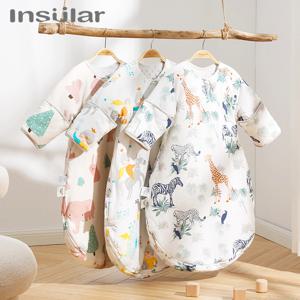INSULAR 두꺼운 침낭, 유아 따뜻한 잠옷, 어린이 만화 코튼 수면 자루, 유아 발차기 방지 원수트, 가을 겨울