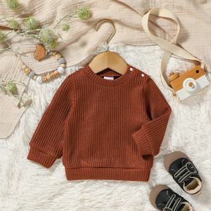 2024 New Baby Boys 가을/겨울 긴 소매 솔리드 스웨터 3M-3Y Daily Causal Wear