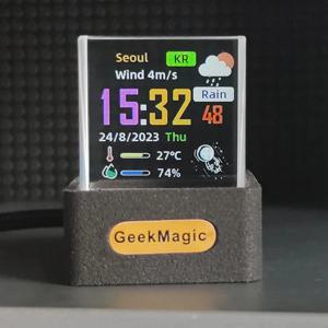 GeekMagic GIFTV 크리스탈 큐브 사진 디스플레이 홀로그램 데스크탑 스마트 기상 관측소 GIF 애니메이션 앨범이 포함된 디지털 시계
