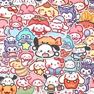 100pcs 귀여운 만화 Sanrio 스티커 내 멜로디 Kuromi 핸드백 장식 스티커 Cinnamoroll 어린이 선물 스티커 가방