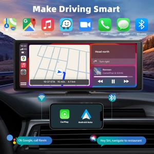 자동차 화면용 범용 휴대용 Carplay, Carplay Android Auto가 포함된 무선 Carplay 화면 무선 자동차 스테레오, 자동차 터치스크린